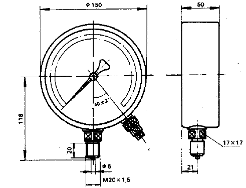 YTZ-150电阻远传压力表(0-1.6MPa径向型)安装图片