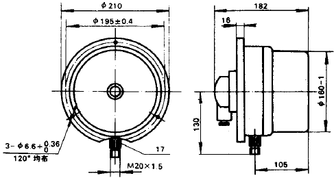 YX-160-B防爆电接点压力表(0-2.5MPa径向型)安装图片