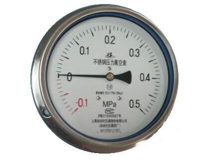 Y-153B-F全不锈钢压力表(-0.1-0.5MPa轴向型)