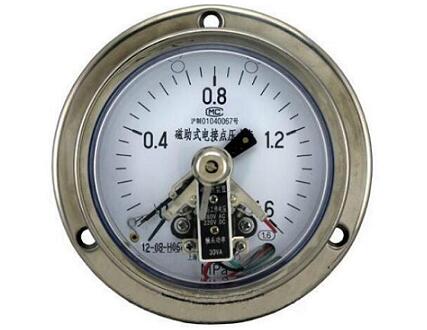 YXC-103B-F磁助式不锈钢电接点压力表(0-1.6MPa轴向带边)