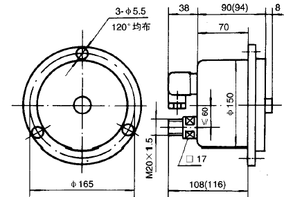 YXC-153B-F磁助式不锈钢电接点压力表(0-6MPa轴向带边)安装图片