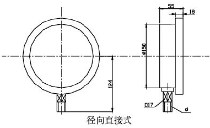 Y-150A半钢压力表(0-2.5MPa径向型)安装图片