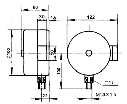 YXC-100磁助式电接点压力表(0-1.6MPa径向型)